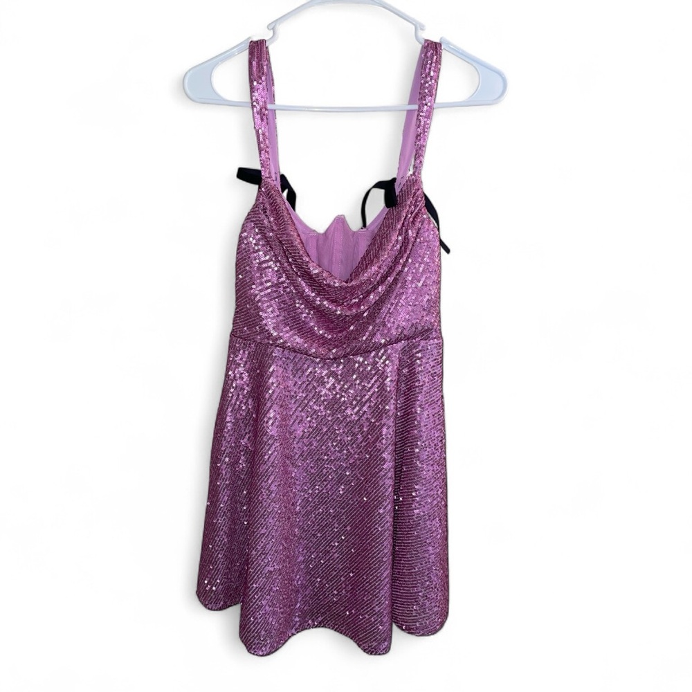 For Love And Lemons Candice Pink Sequin Mini Dress - Picture 2 of 10